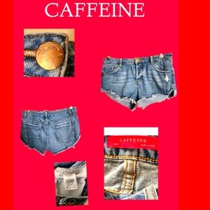 CAFFEINE DISTRESSED FRAYED HIH RISE JEAN SHORTS SIZE LARGE